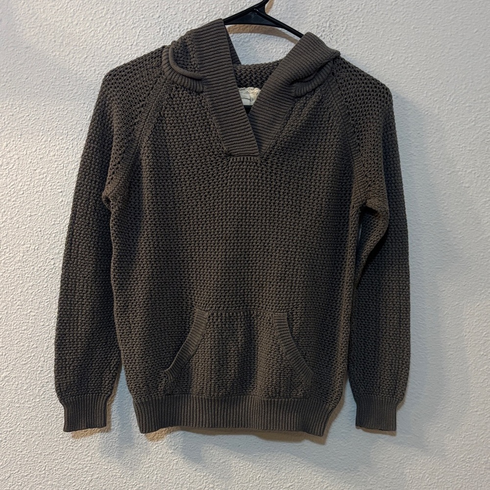 Shirt 469 Gray Knit Hooded Sweater